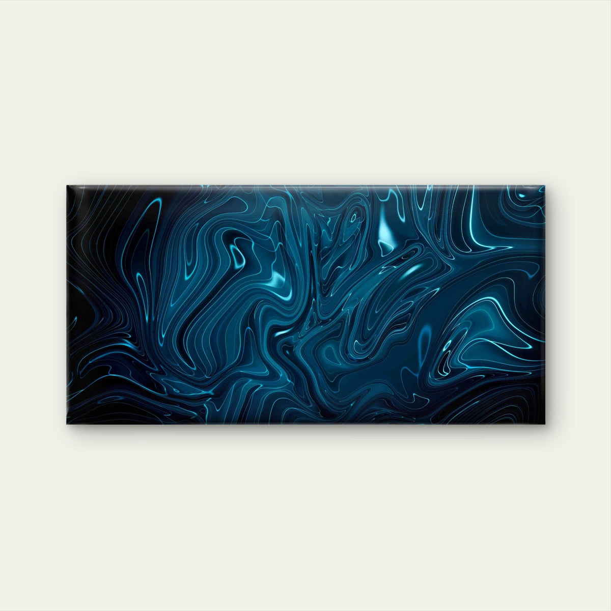 Abstract Dark Blue Liquid Wall Art Canvas Office Home Room Framed 80x45cm