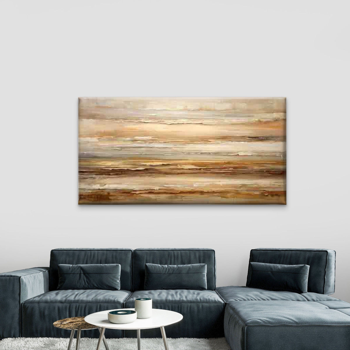 Abstract Layers of Earth Tones Wall Art Canvas Office Home Room Framed 120x60cm