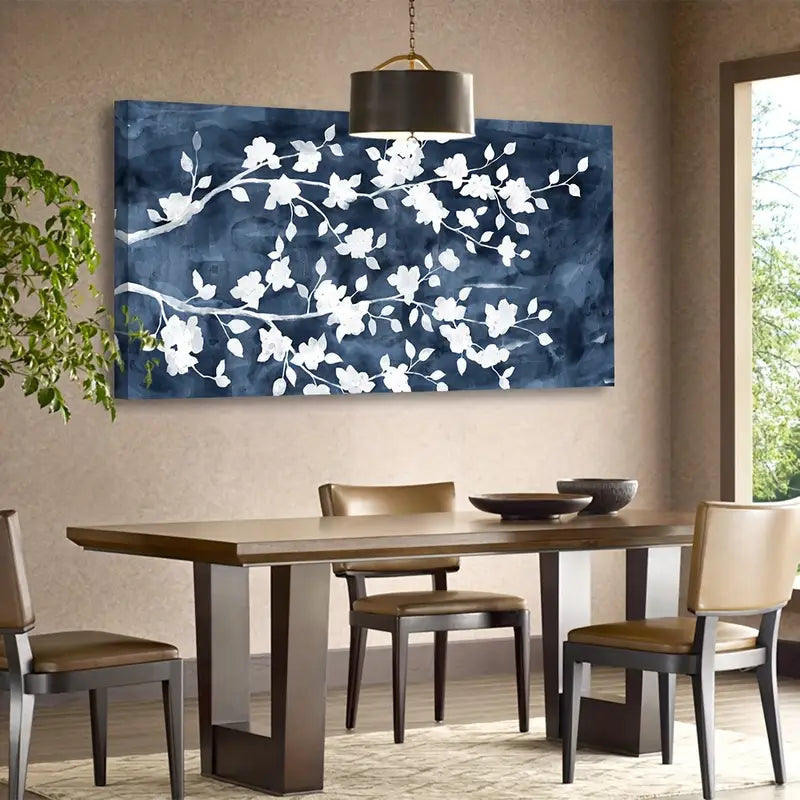 Modern Abstract White Floral Gray White Tree Wall Art canvas office home room framed 120x60cm