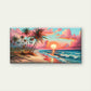 Tropical Beach Pink Sunset Wall Art Canvas Office Home Room Framed 120x60cm