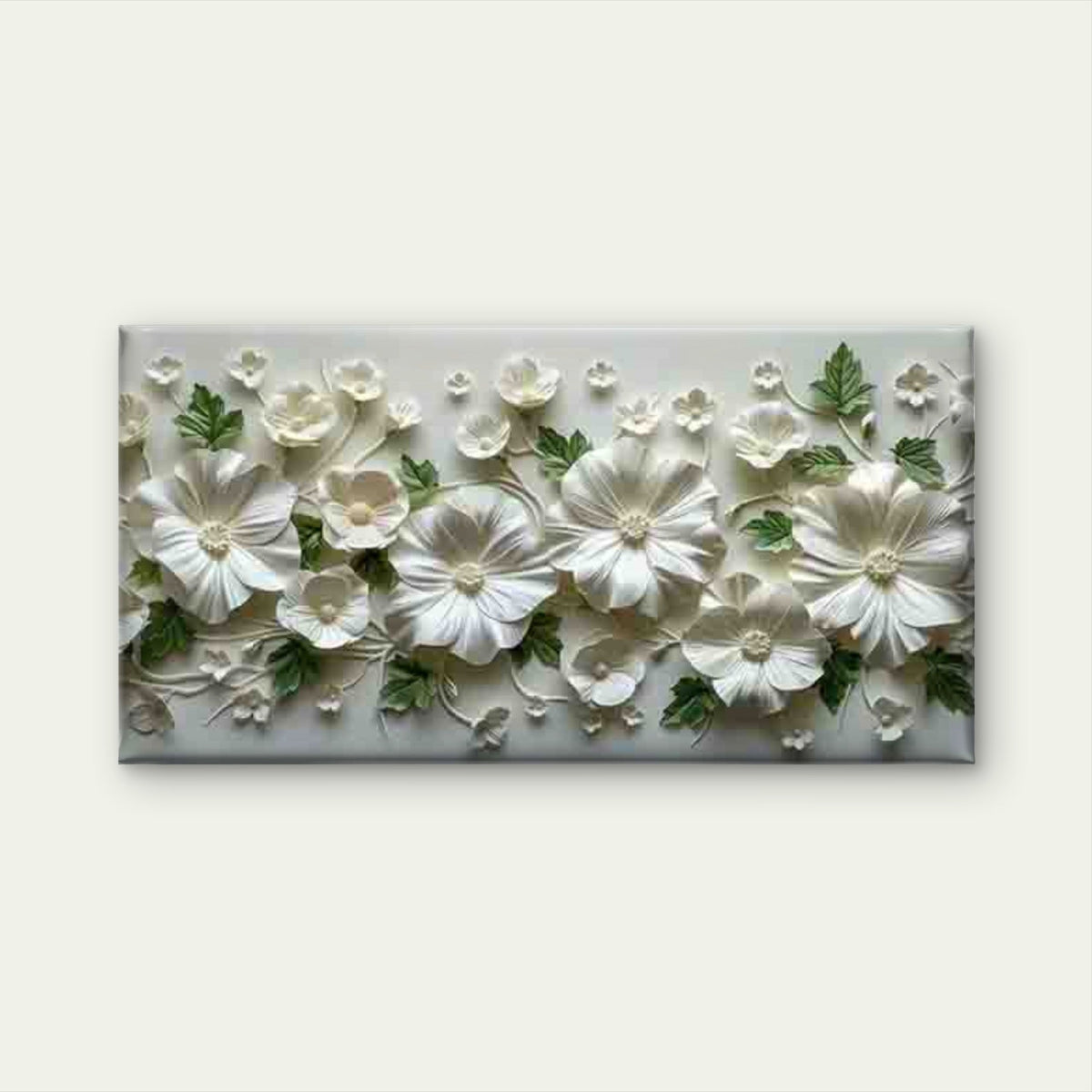 White Floral Arrangement Wall Art Canvas Office Home Room Framed 80x45cm