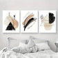 3pcs Abstract Geometric Beige, Golden, and Black Metal Print Ready to Hang Art