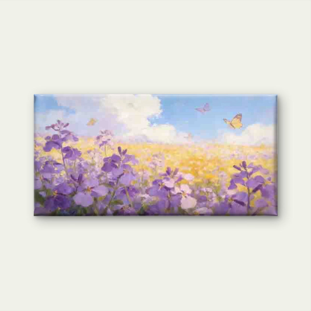 Purple Flowers And Butterflies Wall Art Canvas Office Home Room Framed 120x60cm