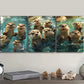 3pcs Playful Otters Metal Print Ready to Hang Art