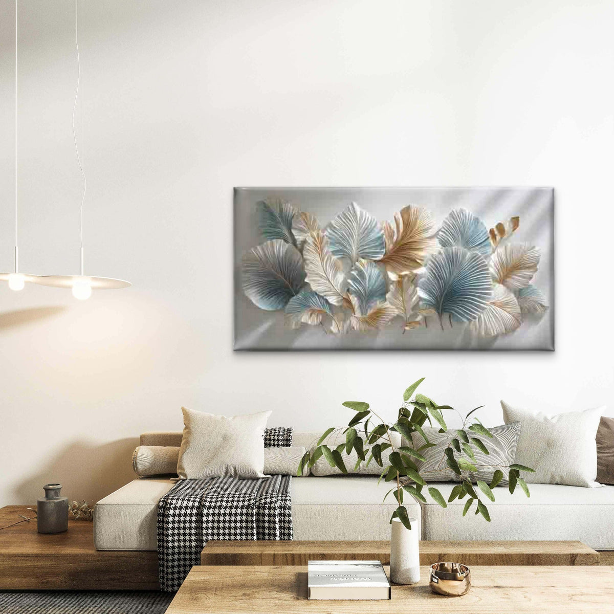 Blue and Marbling Contemporary Wall Art Canvas Office Home Room Framed 120x60cm
