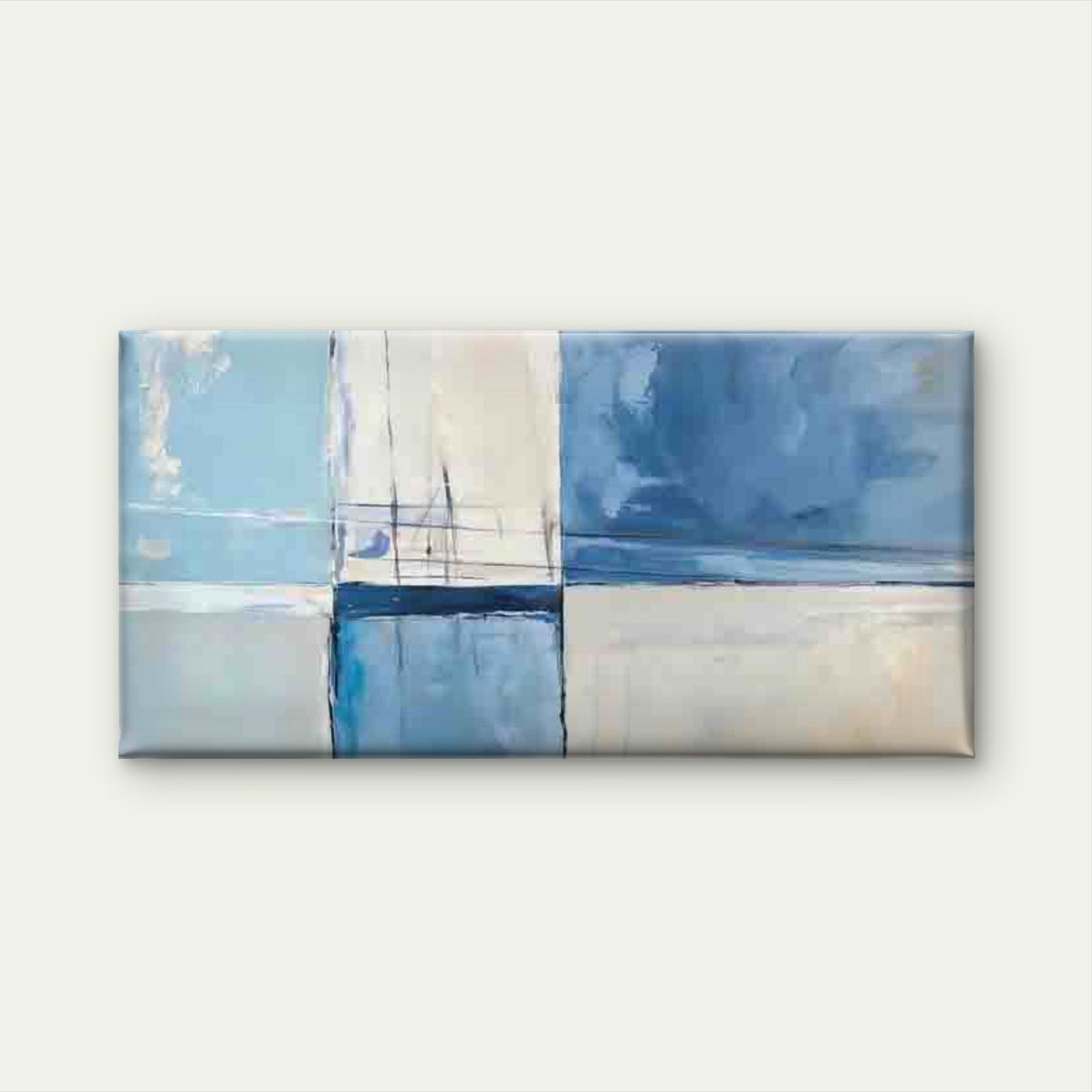 Modern Abstract Blue Ocean Wall Art Canvas Office Home Room Framed 120x60cm