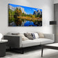 Mountain Lake Vibrant Autumn Foliage & Mirror Water Wall Art canvas office home room framed 120x60cm