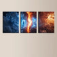 3pcs Magnificent Red And Blue Confrontation Metal Print Ready to Hang Art