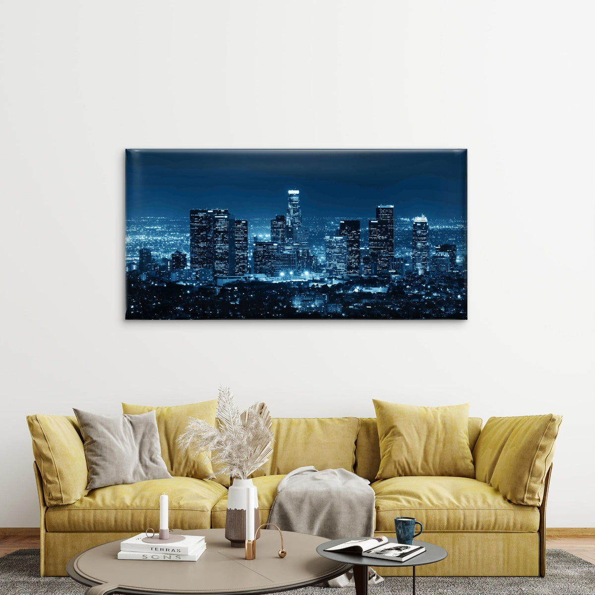 Los Angeles Downtown Buildings Wall Art Canvas Office Home Room Framed 120x60cm