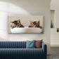 Two Kittens One Cup Wall Art Canvas Office Home Room Framed 80x45cm
