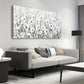 Grey White Wildflowers Botanical Elegant Floral Wall Art canvas office home room framed 80x45cm