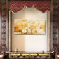 Golden Lotus Flower Floral Zen Wall Art Canvas Office Home Framed 80x45cm