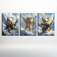 3pcs Whimsical Angel Fox with Bow and Arrow, Vibrant Metal Print Ready to Hang Art