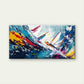 Sailboat Navigating Through Wav Wall Art Canvas Office Home Room Framed 120x60cm