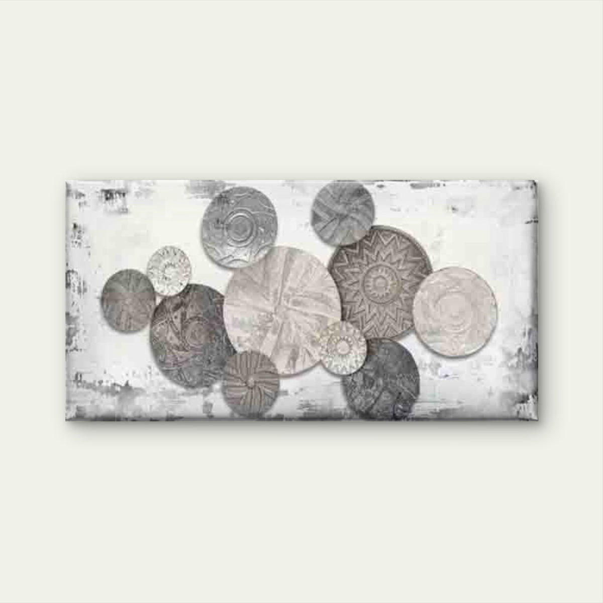 Abstract Featuring Circular Wall Art Canvas Office Home Room Framed 80x45cm