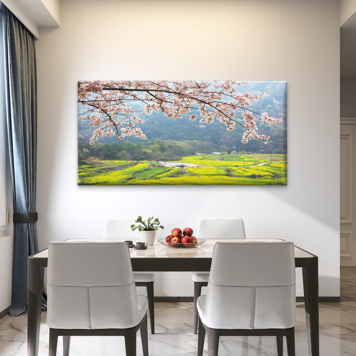 Spring Flowers Mountain Wall Art Canvas Office Home Room Framed 80x45cm