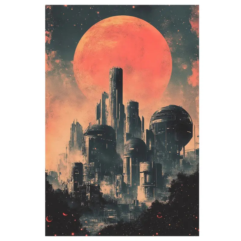 Retro Sci-Fi Cityscape Canvas Print 100% Australian Made 40x60cm Stretched Canvas Ready to Hang