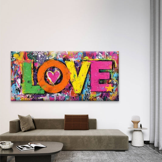 Urban Street Art with Love Wall Art Canvas Office Home Room Framed 80x45cm