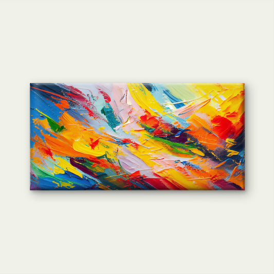 Abstract Colorful Brush Paint Wall Art Canvas Office Home Room Framed 80x45cm