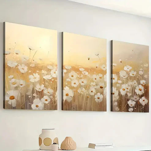 3pcs Artistic Abstract Floral Landscape Art Flowers Wall Art Set Canvas Framed 60x90cm - High Quality Print 100% Australian Made Wall Canvas Ready to Hang