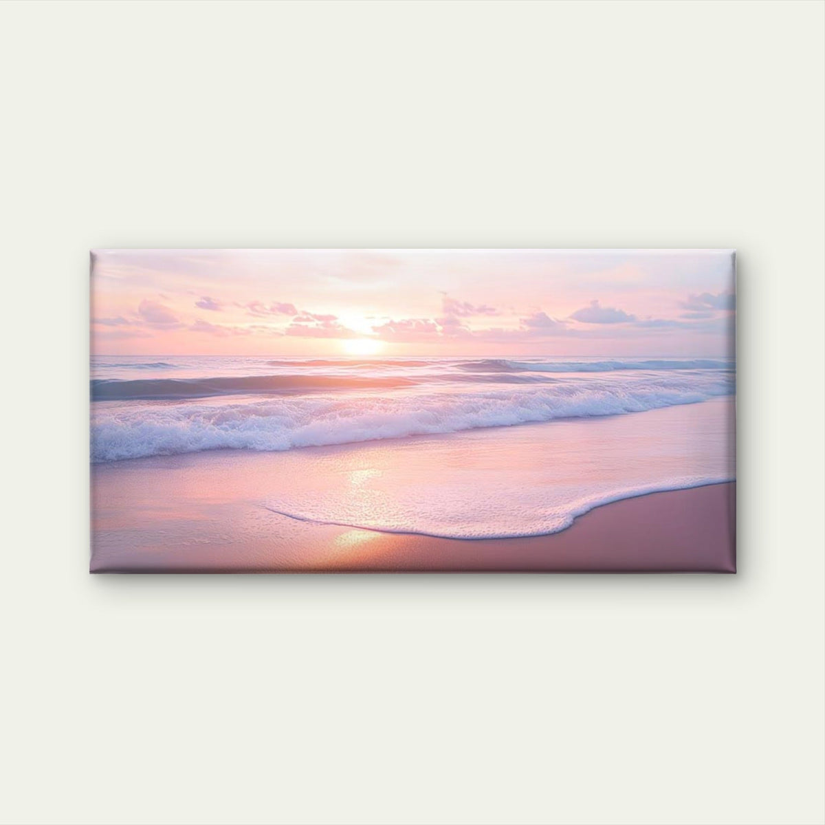Featuring Sunset Beach Waves Wall Art Canvas Office Home Room Framed 80x45cm