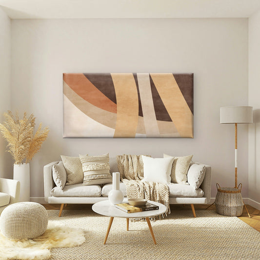 Modern Boho Terracotta Abstract Wall Art Canvas Office Home Framed 80x45cm