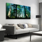 Spring Forest Misty Woods Nature Green Trees Scenic Wall Art canvas office home room framed 120x60cm