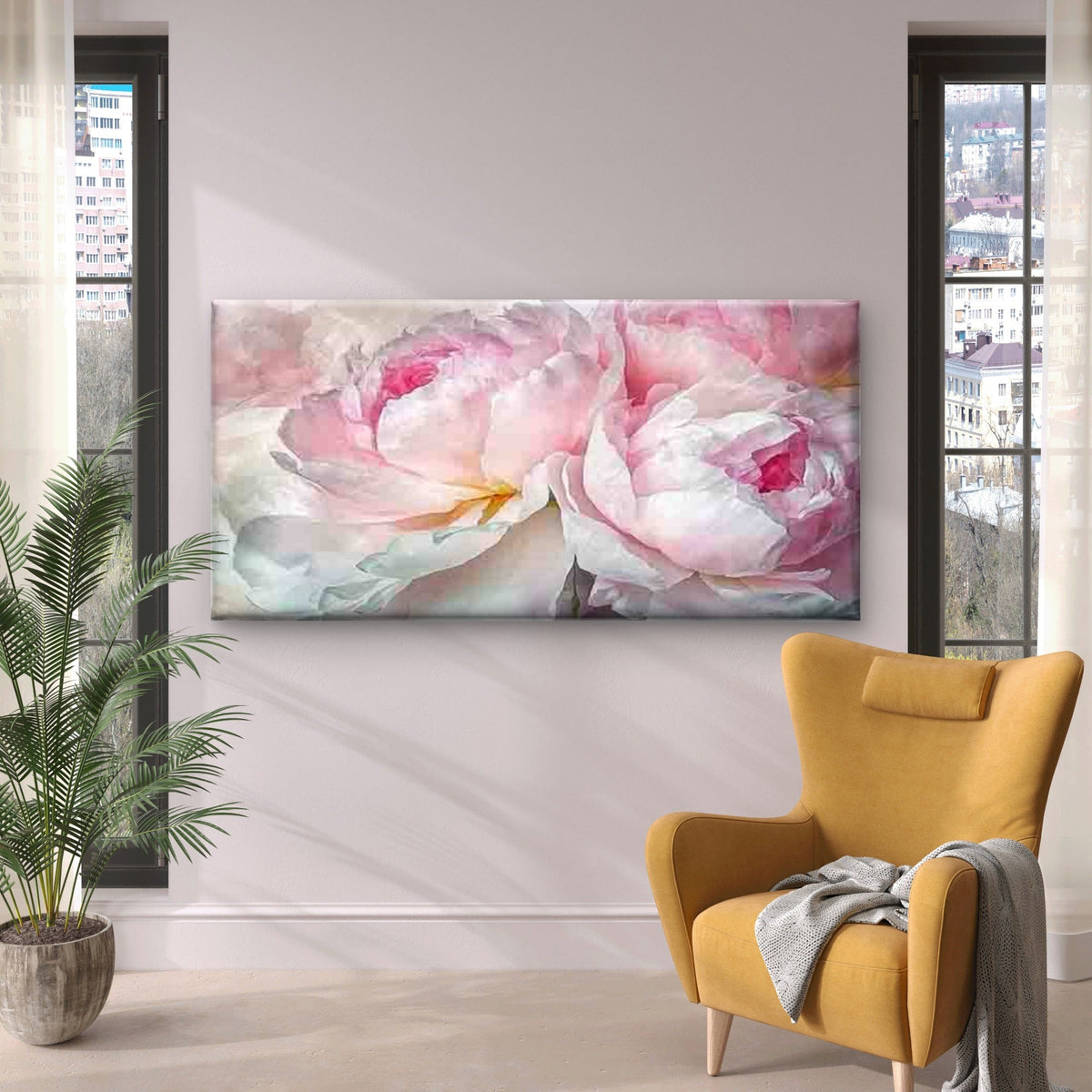 Fashionable Abstract Floral Wall Art Canvas Office Home Room Framed 120x60cm