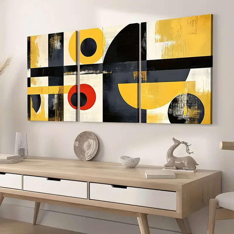3pcs Modern Style Fashion Abstract Geometric Graphic Art Wall Art Set Canvas Framed 40x60cm - High Quality Print 100% Australian Made Wall Canvas Ready to Hang