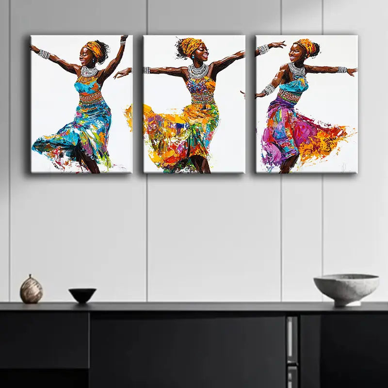 3pcs Traditional dress dancing girls Metal Print Ready to Hang Art