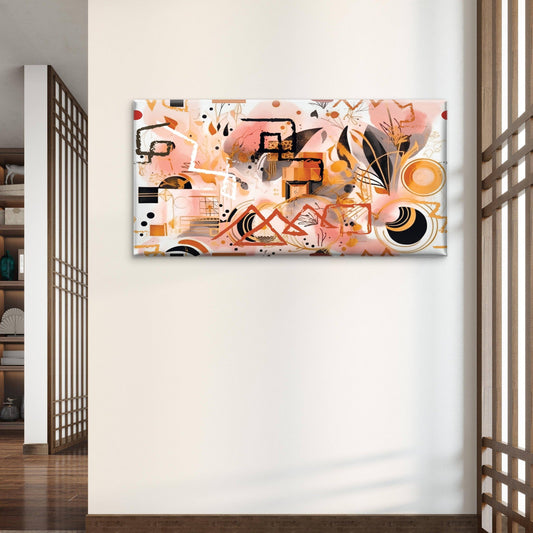 Abstract Geometric Terracotta Print Wall Art Canvas Office Home Framed 80x45cm