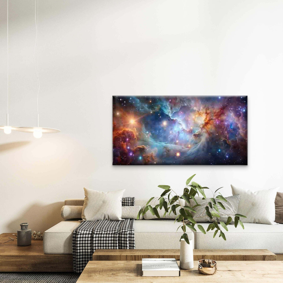 Cosmic Clouds And Stars in Spac Wall Art Canvas Office Home Room Framed 80x45cm