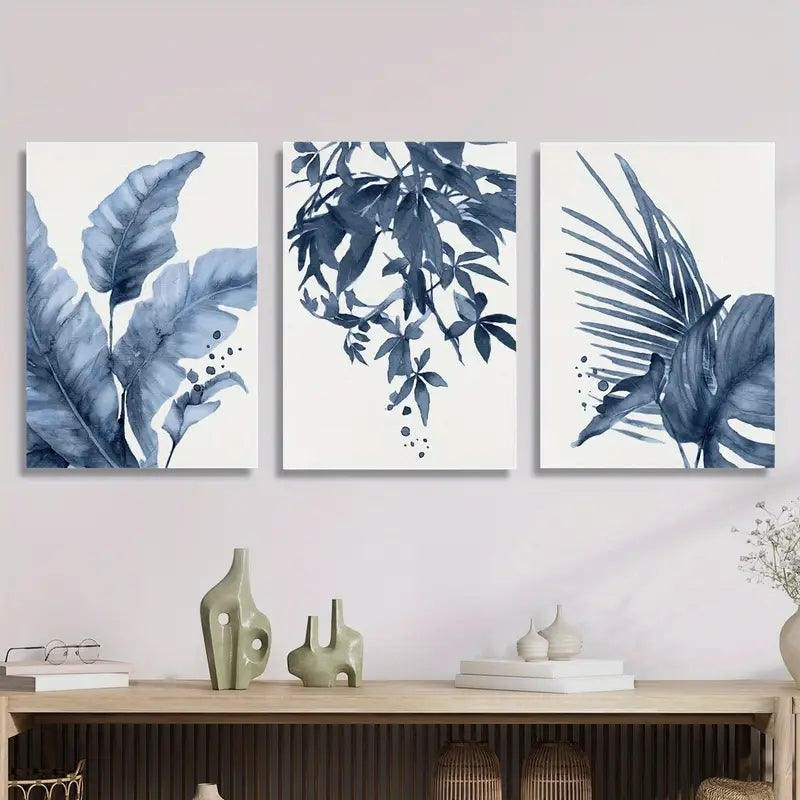 3pcs Tropical Monstera & Banana Leaf Watercolor Metal Print Ready to Hang Art