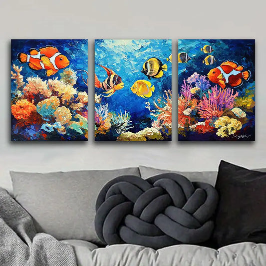 3pcs Tropical Fish Sea Metal Print Ready to Hang Art