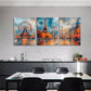3pcs Vibrant Eiffel Tower, Ferris Wheel and French Streets Metal Print Ready to Hang Art