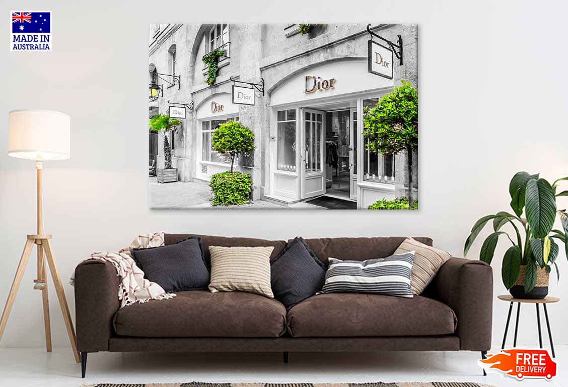 Fashion Store Front and Green Trees Print 100% Australian Made Stretched Canvas Ready to Hang - FS - 166