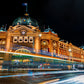 Flinders Station Night View Melbourne Print 100% Australian Made Stretched Canvas Ready to Hang - AU-105