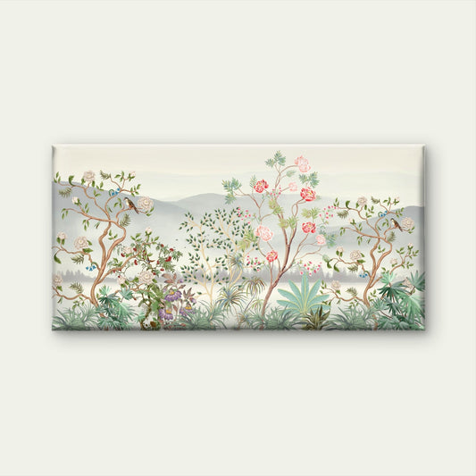 Chinoiserie Floral & Bird Tree Wall Art Canvas Office Home Room Framed 80x45cm