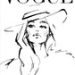 Girl with Hat Fashion Line Art Print 100% Australian Made Stretched Canvas Ready to Hang - FS - 128