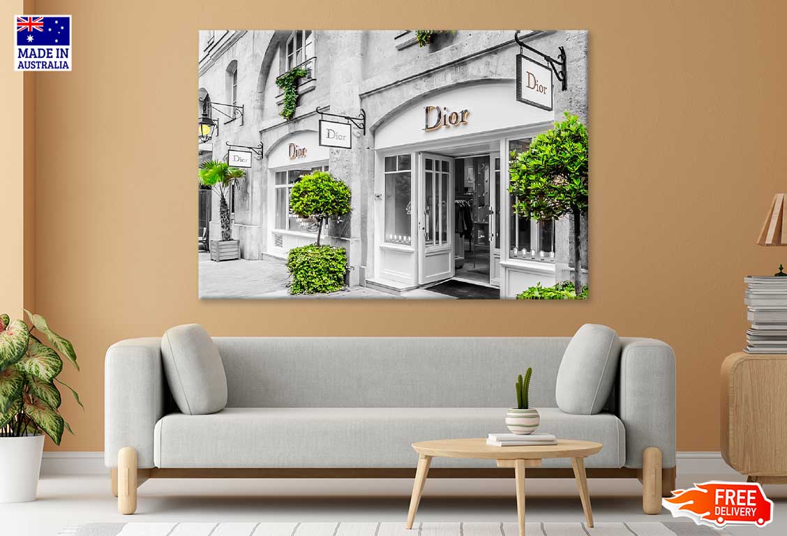 Fashion Store Front and Green Trees Print 100% Australian Made Stretched Canvas Ready to Hang - FS - 166