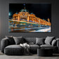 Flinders Station Night View Melbourne Print 100% Australian Made Stretched Canvas Ready to Hang - AU-105