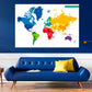 Color Vector Political World Map Print 100% Australian Made Stretched Canvas Ready to Hang - MP-105