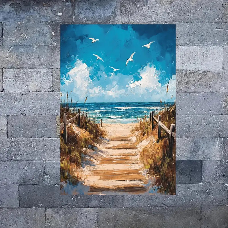 Beach Pathway & Sea Sky Abstract Print 100% Australian Made 40x60cm Stretched Canvas Ready to Hang