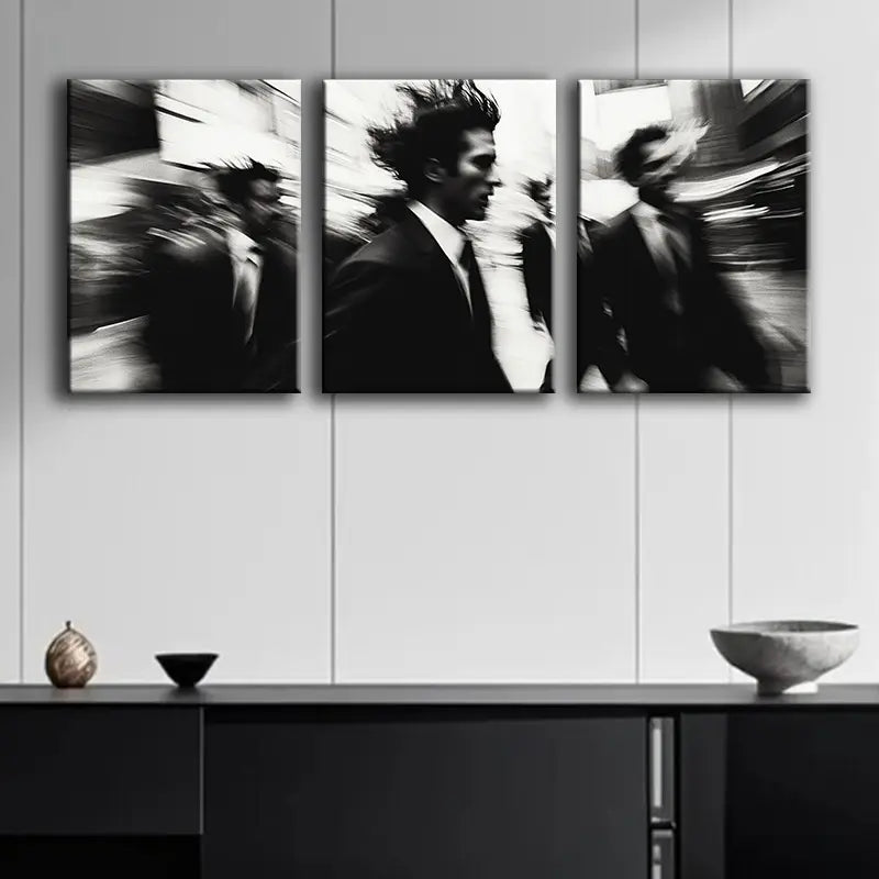 3pcs Busy Pedestrian Metal Print Ready to Hang Art