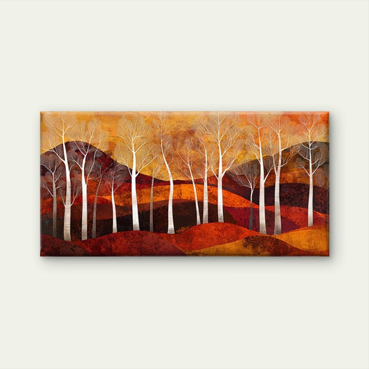 Design of Autumn Trees Wall Art Canvas Office Home Room Framed 80x45cm