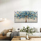 Golden Tree with Blue & Golden Wall Art Canvas Office Home Room Framed 80x45cm