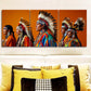 3pcs Indian Colored Crown Design Metal Print Ready to Hang Art