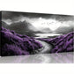 Vibrant Purple Flowers Serene Mountain Lake & Birds Wall Art canvas office home room framed 80x45cm