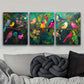3pcs Birds perched on branches and leaves Metal Print Ready to Hang Art