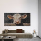 Rustic Cow Portrait Wall Art Canvas Office Home Room Framed 120x60cm
